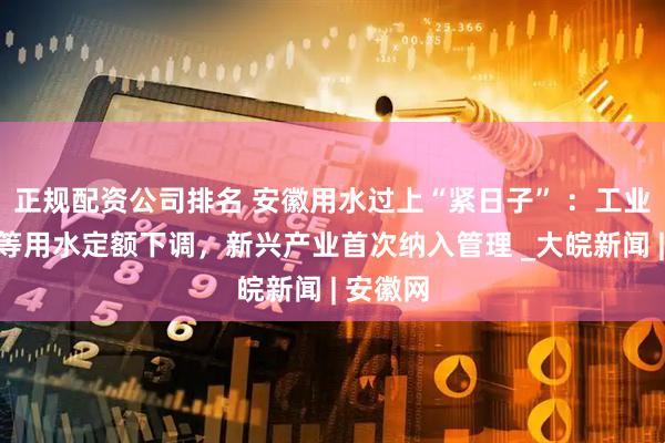 正规配资公司排名 安徽用水过上“紧日子” ：工业服务业等用水定额下调，新兴产业首次纳入管理 _大皖新闻 | 安徽网