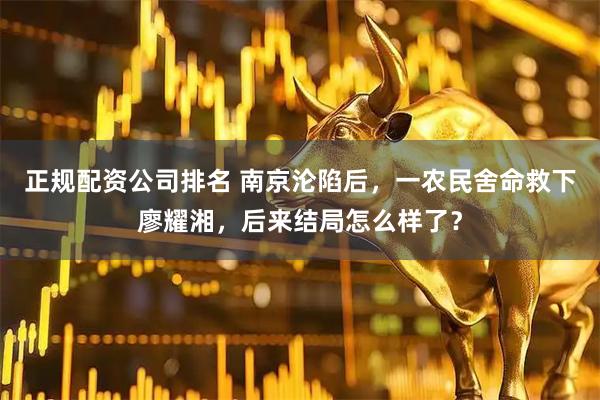 正规配资公司排名 南京沦陷后，一农民舍命救下廖耀湘，后来结局怎么样了？